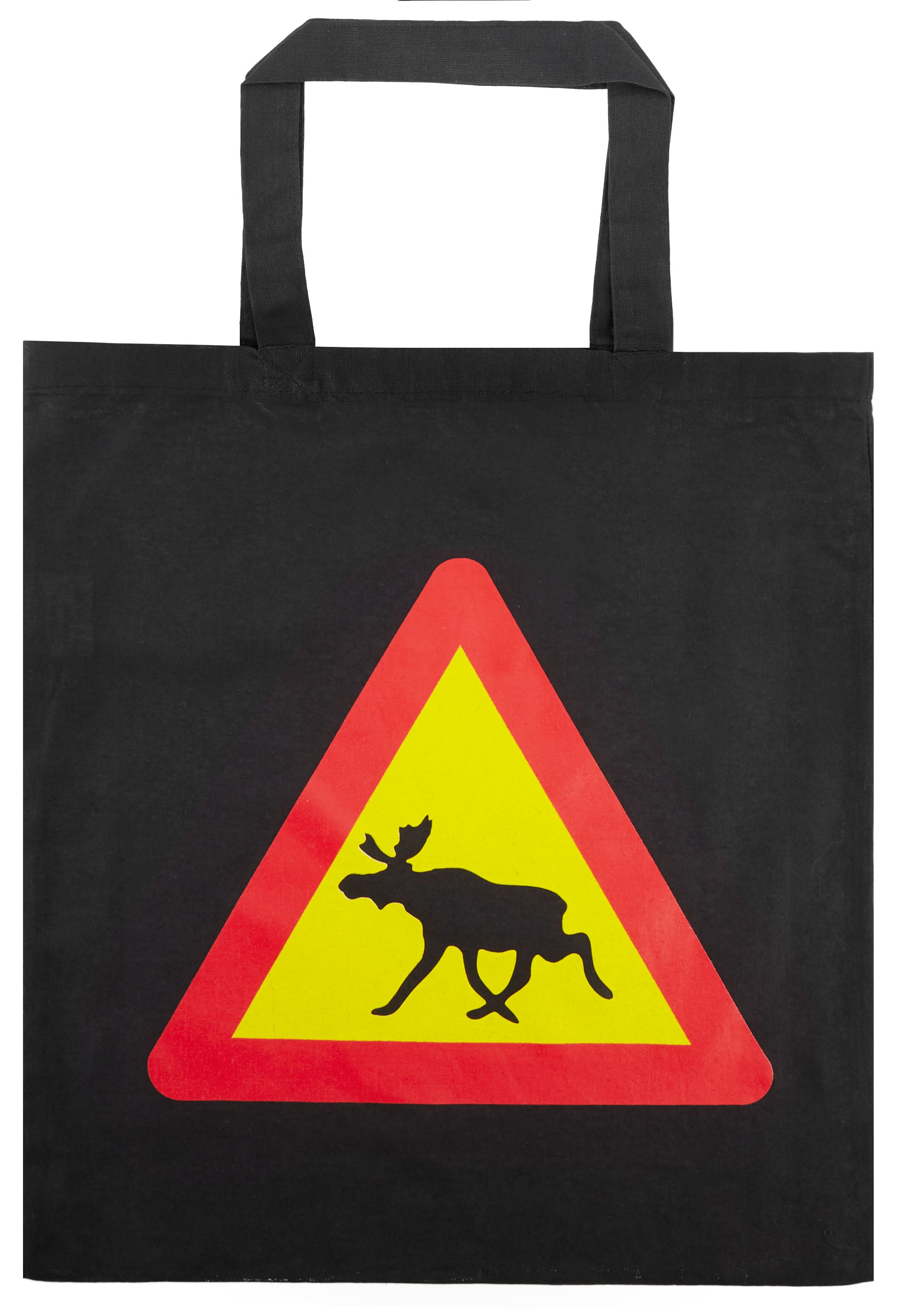 Stofftasche Schwarz - Elch-Warnschild